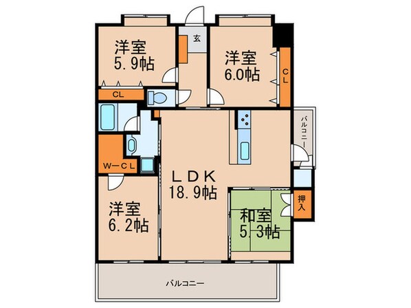 ニューガイア福岡東の物件間取画像